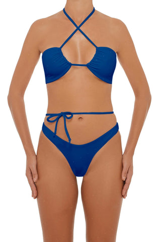C1002# Solid Bralette Tie Side Cheeky Triangle Bikini Sets*