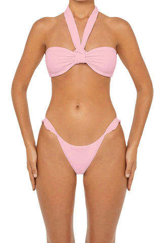 C1030# Brazilian Triangle String Back Ringed Cut Out Brazilian 3/4 Pucker Bikini Sets