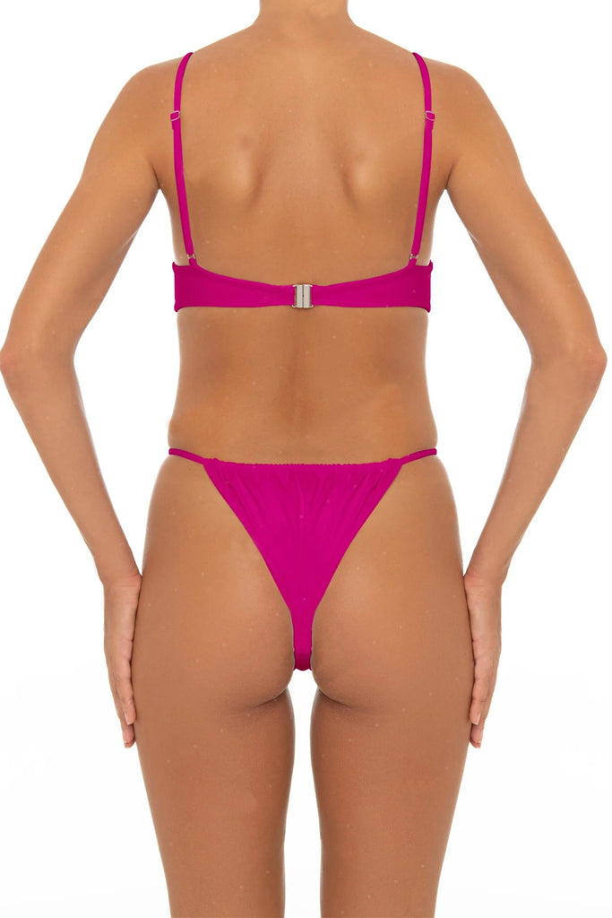 A164# Wine Red Ruched Plunge Halter One Piece Swimsuit *