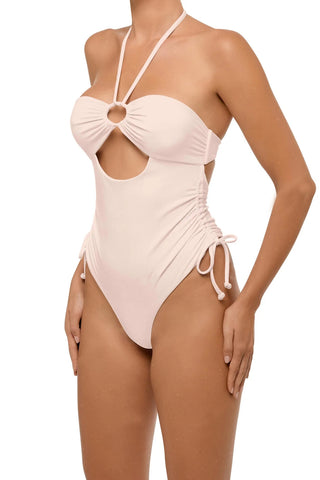 C1045# COBUNNY Deep Plunge Backless Halter High Cut One Piece Swimsuit