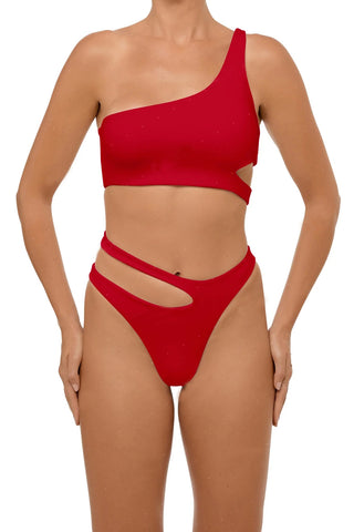 C1063# COBUNNY Bandeau Top High Cut High Waist Bottom Bikini Sets