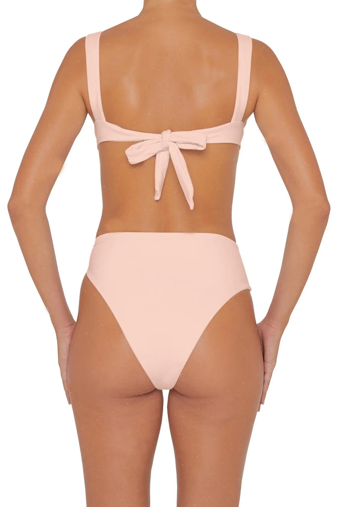 C1013# Classic Solid Bralette High Waist Triangle Bikini Sets