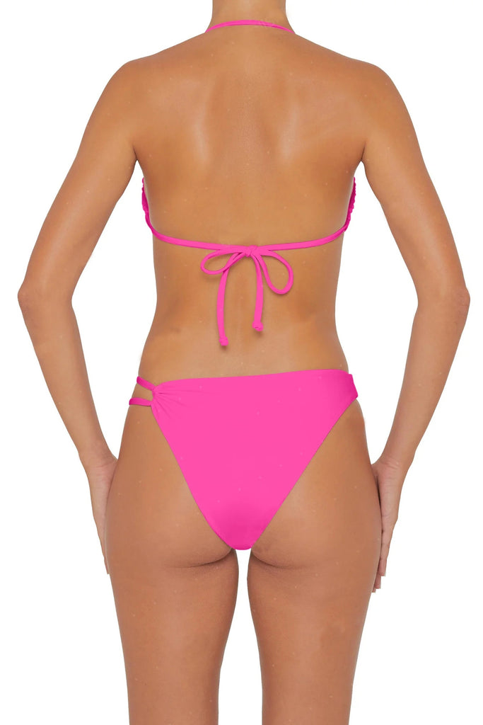 C1017# Solid Bandeau Back Hook Closure Brazilian Cheeky Bikini Sets